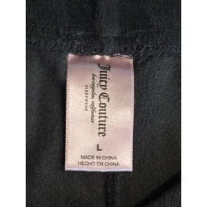 Juicy Couture Y2K Velour Straight Leg Pants Size L Logo Rhinestones Black EUC thumbnail 5