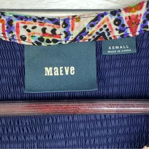 Maeve Anthropologie‎ Tiled Amethyst Dress XS Smocked Long Sleeve Boho Mosaic thumbnail 10