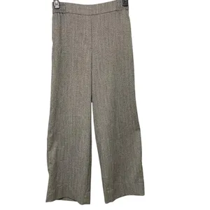 ZARA Black/ White Herringbone Wide Leg Pants Small Elastic Waist Dress Trousers thumbnail 4