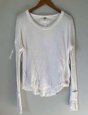 We The Free Oversized Relaxed Knit Ribbed Boho Blouse Top White Women's Size XS thumbnail 1