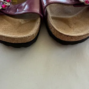 Tatami Women Leather Whimsy Sandals 39 Plum Rhinestone Buckle Slide Birkenstock thumbnail 8