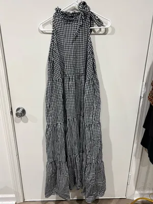 Wyatt Wylde Helena Gingham Tiered Halter Maxi Dress Size M thumbnail 6
