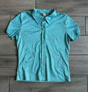 GAP Women's Button-Down Shirt in Teal Geo Print thumbnail 1