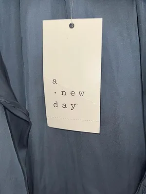 A New Day Blue satiny long sleeve blouse. thumbnail 5