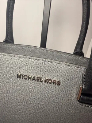 Michael Kors Gray & Black Saffiano Leather Medium Satchel thumbnail 13