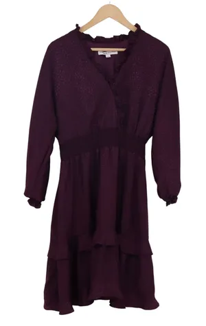 Emma & Michele Dress Womens M Purple Jacquard Ruffle Smocked Excellent thumbnail 1