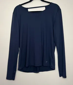 Freely Long‎ Sleeve Workout Top Navy Blue M Open Back Thumb Holes thumbnail 1