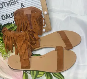 Wild Diva Lounge Brown Fringed Sandals Size 8 1/2 thumbnail 1