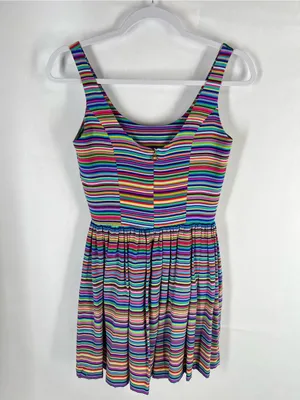 Amanda Uprichard Rainbow Striped Silk Mini Dress Size S thumbnail 7