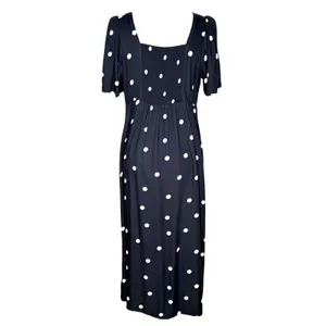 Old Navy M Polka Dot Midi Dress Navy Full‎ Button Front Classic Empire Waist thumbnail 8