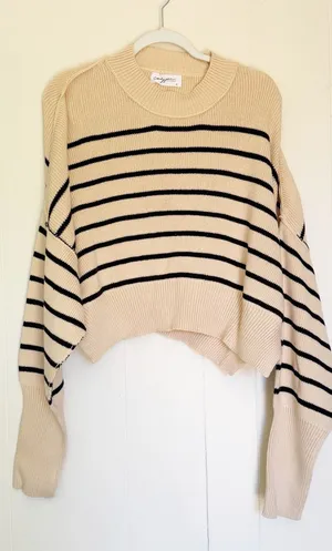 NEW CARLY JEAN LOS ANGELES CJLA Avila Cropped Sweater Green Stripe XL thumbnail 1