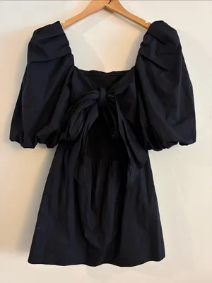 Free People Mare Mare Bella Puff Sleeve Mini Dress Women Size Small Black thumbnail 2