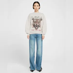 Anine Bing Tiger Sweatshirt In Stone, Size Small thumbnail 2