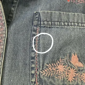 Vintage 90s Western Cottagecore Grandmacore Pink Embroidered Denim Blouse Medium thumbnail 9