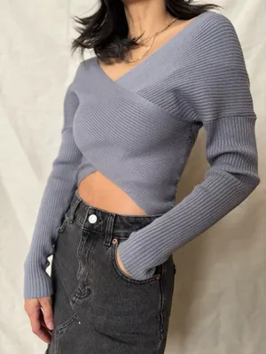 Wrap Knit Top – Grayish Purple Long Sleeve (XS/S) thumbnail 1