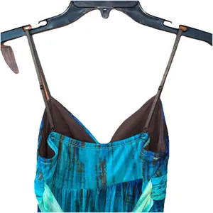 Ruby Rox Green Blue Tie-Dye Sun Dress Babydoll Tulle Ruffled Ruched Y2K Medium thumbnail 6