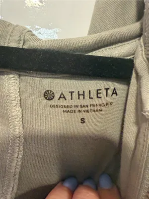 Light Olive Athleta Zip-Up Hoodie with Drawstrings‎ thumbnail 3