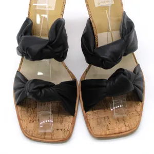 Dolce Vita‎ Womens 9.5 Naji Knotted Cork Wedge Sandal Black Summer Beachy Boho thumbnail 2