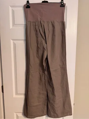 Just Living Brown Taupe Wide-Leg High Stretch Knit Linen Blend Pants Size Medium thumbnail 3