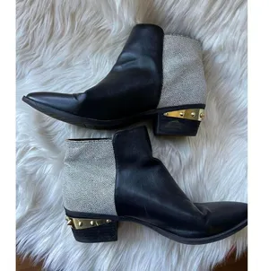 Circus by Sam Edelman Black & white Ankle Boots with Decorative Heel size 8.5 thumbnail 3