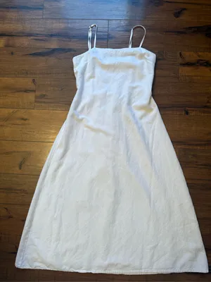 White Spaghetti Strap Midi / Maxi Dress Size S thumbnail 1