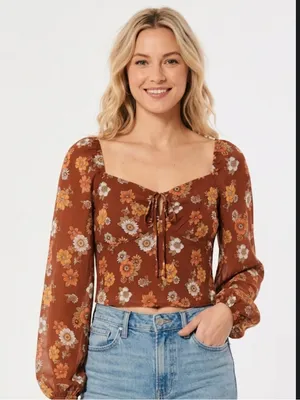 Hollister floral boho top size xxsmall thumbnail 1