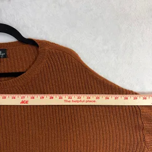 Urban Heritage L Cropped Knit Sweater‎ Rust Brown Balloon Sleeve Cozy Oversized thumbnail 7