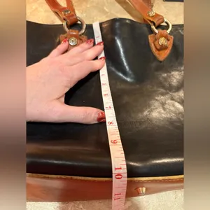 Valentina Black and Brown Shoulder Bag with Leather Handles thumbnail 16