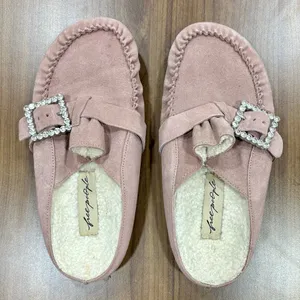 Free People After Riding Shearling Mules Pink Rhinestone Buckle Clogs 7.5 thumbnail 1