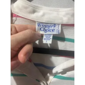 Vtg Winners Choice Womens Striped Polo Shirt Long Sleeve Casual‎ Pullover Top L thumbnail 8