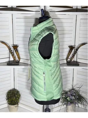 Roosevelt light green puffer vest quilted fleece lined outerwear hiking skiing L thumbnail 4