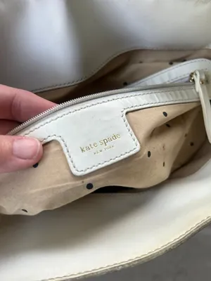 Kate Spade cream leather saddle bag with gold tone accents fair condition thumbnail 8