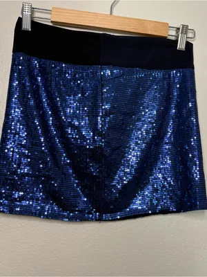 Russian Slavic sequin blue mini skirt party disco women’s motivi y2k 0 thumbnail 2