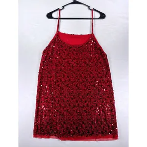 Intimately Free People Red Sequin Mini Slip Dress Square Neck Sz L OB1533256 NWT thumbnail 7