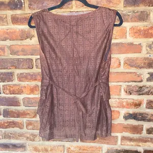 Galeno Brown Lace Vintage Y2k Sleeveless Tiered Layered Top Women's Size XL thumbnail 5