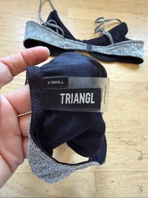 Triangl bikini silver black top small bottoms xs thumbnail 5