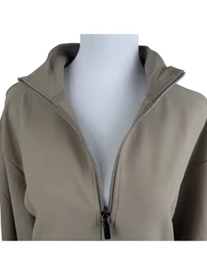 Skechers GO WALK Luxe Womens XL 1/4 Zip Pullover Ribbed Mock Neck Taupe NWT thumbnail 3