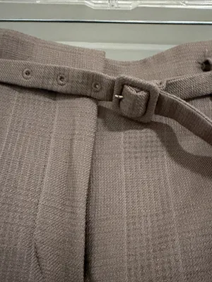 Ann Taylor Taupe Wide-Leg Cropped Pants with Belt thumbnail 3