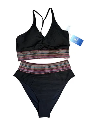 NEW Cupshe Black Keyhole Bikini Top & High-Waisted Bottoms Set - Size L thumbnail 4