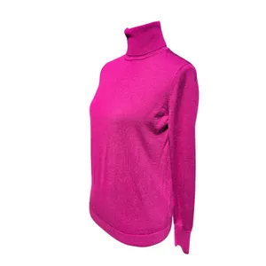 Uniqlo Womens 100% Wool Turtleneck Sweater‎ Magenta Pink Long Sleeve Medium thumbnail 2