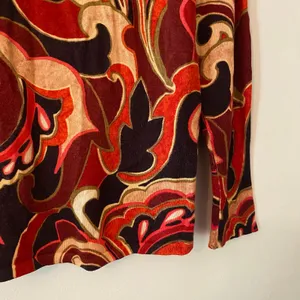 Chico's Red Paisley V-neck Sweater Boho Lightweight Preppy Women size 1 / Medium thumbnail 5