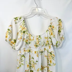 Altar'd State XS Milkmaid Dress Floral Puff Sleeve Tiered White Cottagecore 1308 thumbnail 6