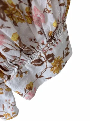 Anthropologie Harmony Lace Floral White Peasant Boho Blouse Top size medium thumbnail 5