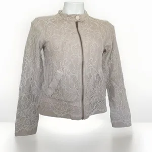 NEW Blue Life Light Beige Lace Zip Jacket Blazer Mandarin Collar jacket XS XSMAL thumbnail 2