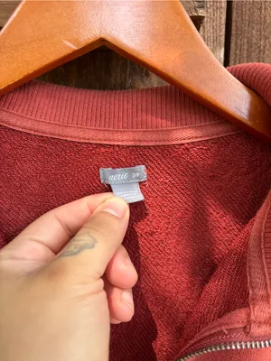 Aerie Burnt Orange Terracotta Raw Hem Zipper Sweatshirt thumbnail 4