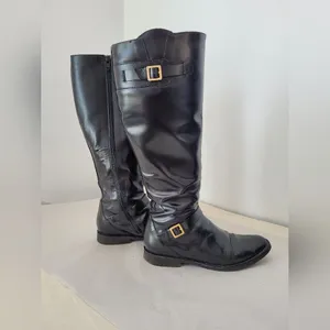 Cole Haan City Knee High Boots Vegan Leather Black Equestrian Low Heel Size 6 thumbnail 5