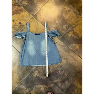 Blue Rain Chambray Cold Shoulder Denim Top Medium thumbnail 4