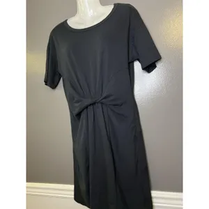 Aerie T Shirt Dress Womens Small Black Twist Knot Front Waist Short Casual thumbnail 4