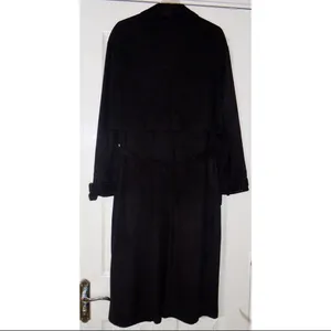 Zara Faux Suede Black Belted Trench Coat M thumbnail 2