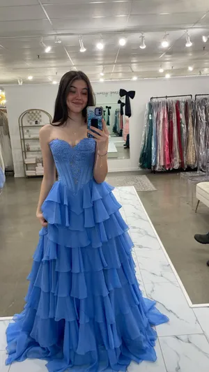 Sherri Hill Prom Dress Blue thumbnail 1